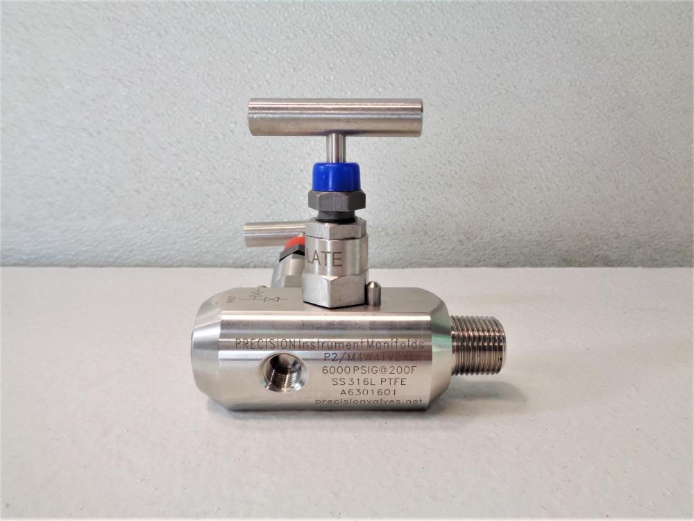 Precision Instrument 1/2" NPT 2-Way Vent Gauge Valve 6000PSI 316SS #P2/M4W4TV2XL